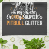 Pitbull-Hundehaar Glitter Lustiger Hund Geschirrtuch (Gefaltet)