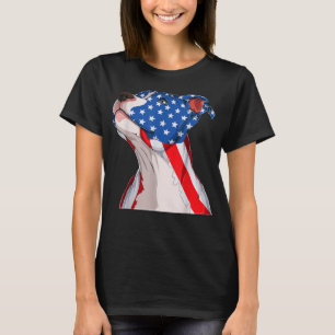 Pitbull Hundekopf USA Flag Patriotic 4. T-Shirt