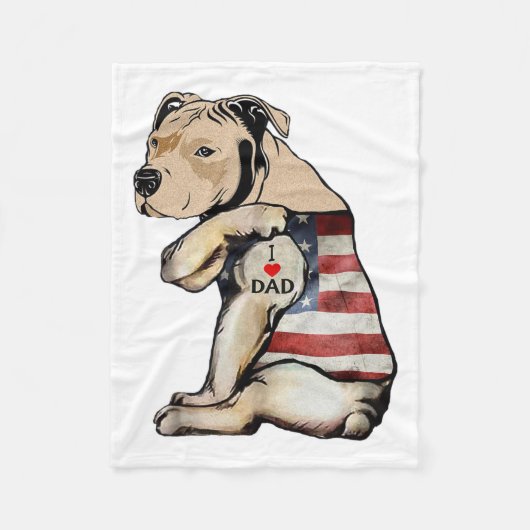 Pitbull I Liebe Vater Tattoo Vathers Day Fleecedecke (Vorderseite)
