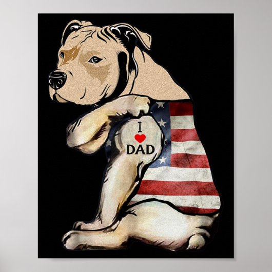 Pitbull I Liebe Vater Tattoo Vathers Day Poster (Vorne)