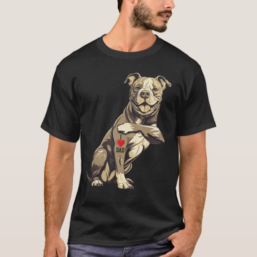 Pitbull I Love Dad Pit Bullerrier Pettie Dog Owner T-Shirt (Vorderseite)