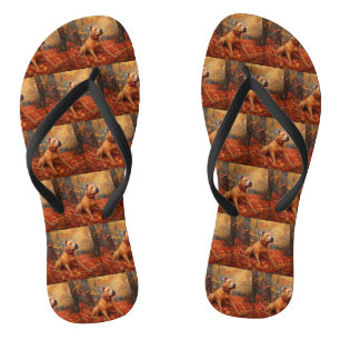 Pitbull im Herbst inspiriert von fallenden Blätter Badesandalen