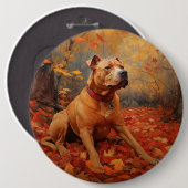 Pitbull im Herbst Leaves Fall Inspiriert Button (Vorne & Hinten)