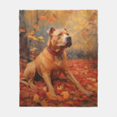 Pitbull im Herbst Leaves Fall Inspiriert Fleecedecke (Vorderseite)