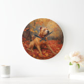 Pitbull im Herbst Leaves Fall Inspiriert Große Wanduhr (Zuhause)