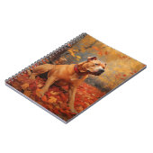 Pitbull im Herbst Leaves Fall Inspiriert Notizblock (Linke Seite)