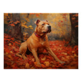 Pitbull im Herbst Leaves Fall Inspiriert Poster (Vorderseite)