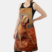 Pitbull im Herbst Leaves Fall Inspiriert Schürze (InSitu)