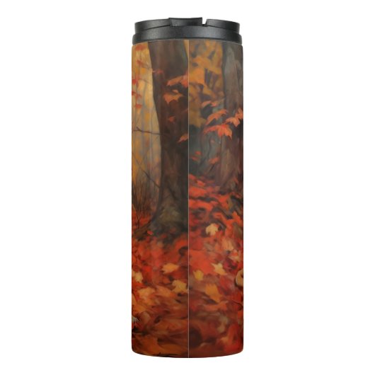 Pitbull im Herbst Leaves Fall Inspiriert Thermosbecher (Rückseite)