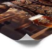 Pitbull in Steampunkkleid trinken Bier in einem Pu Poster (Ecke)