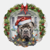 Pitbull in Weihnachtsmannmütze Vordertür Weihnacht Ornament Karte (Vorderseite)