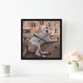 Pitbull Irresistible Porch Dog Numbered Wall Clock Quadratische Wanduhr (Zuhause)