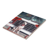 Pitbull-Knochen-Feuer-Haus-Hund Fliese (Seite)