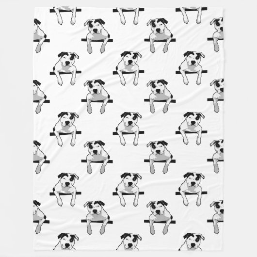 Pitbull-Knochen-Grafik Fleecedecke (Vorderseite)