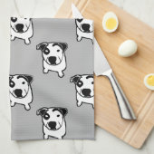 Pitbull-Knochen-Grafik Geschirrtuch (Viertel Falte)