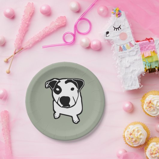 Pitbull-Knochen-Grafik Pappteller (Party)