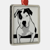 Pitbull-Knochen-Grafik Silbernes Ornament (Rechts)