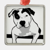 Pitbull-Knochen-Grafik Silbernes Ornament (Vorne)
