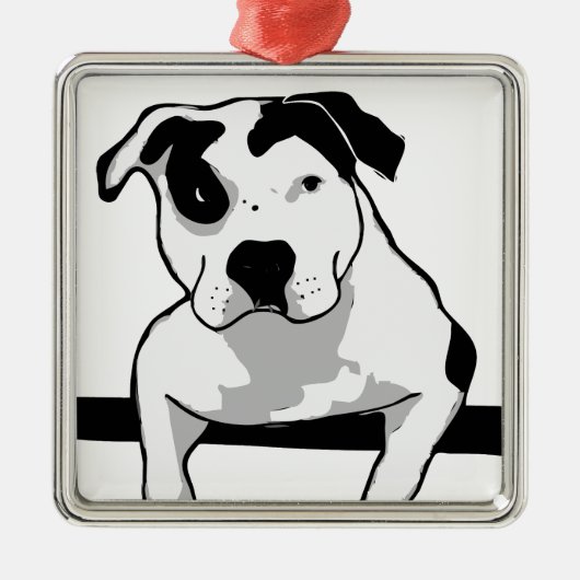 Pitbull-Knochen-Grafik Silbernes Ornament (Vorne)