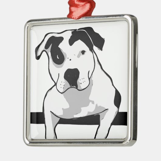 Pitbull-Knochen-Grafik Silbernes Ornament (Links)