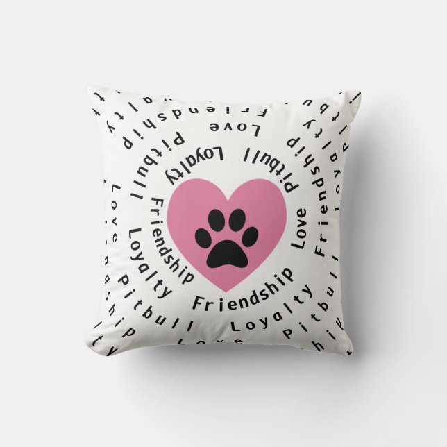 Pitbull Liebe-Freundschafts-Loyalitäts-Strudel Kissen (Vorderseite)