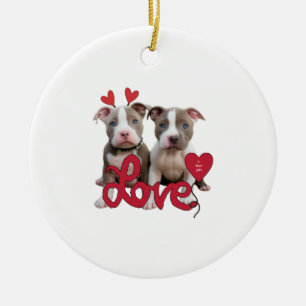 Pitbull-Liebe Keramik Ornament