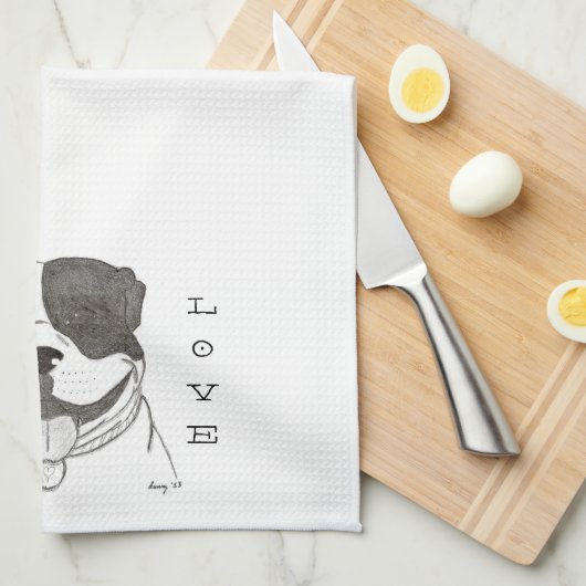 Pitbull Liebe Küchentuch (Viertel Falte)