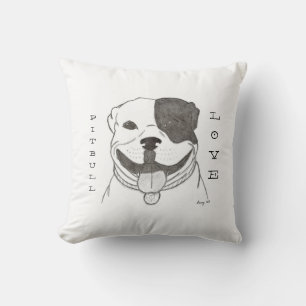 Pitbull Liebe Pillow - Pitbull Liebe Grau Kissen