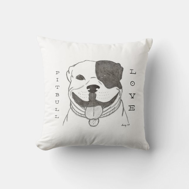 Pitbull Liebe Pillow - Schwarz Kissen (Vorderseite)