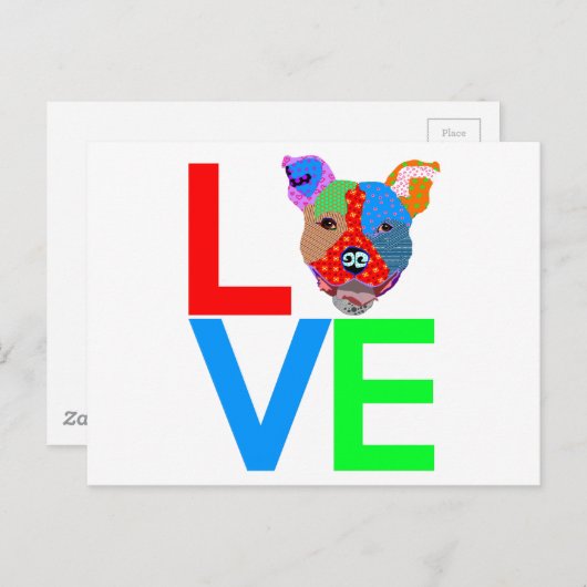 Pitbull-Liebe Postkarte (Vorne/Hinten)