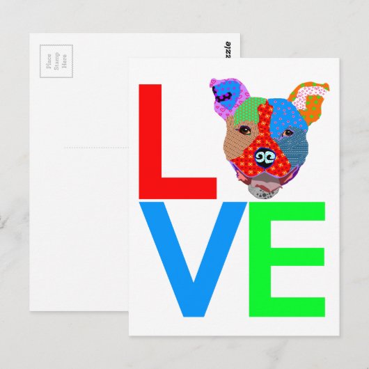 Pitbull-Liebe Postkarte (Vorne/Hinten)