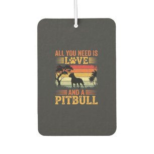 Pitbull Liebe Retro Sonnenuntergang Hund Autolufterfrischer
