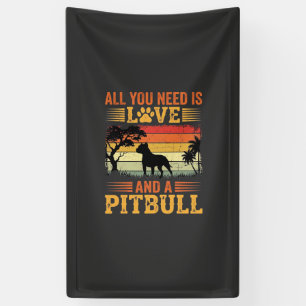 Pitbull Liebe Retro Sonnenuntergang Hund Banner