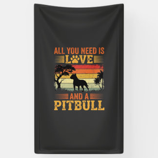 Pitbull Liebe Retro Sonnenuntergang Hund Banner