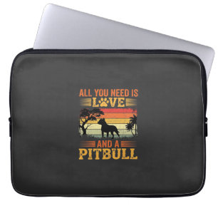 Pitbull Liebe Retro Sonnenuntergang Hund Laptopschutzhülle