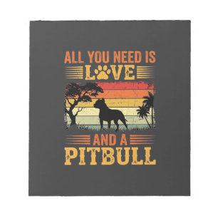 Pitbull Liebe Retro Sonnenuntergang Hund Notizblock