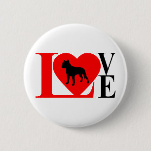 PITBULL LIEBE ROT UND SCHWARZ BUTTON