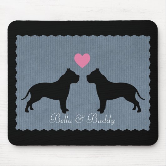 Pitbull-Liebe-Silhouette Mousepad (Vorne)