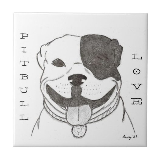 Pitbull Liebe Tile Fliese (Vorderseite)