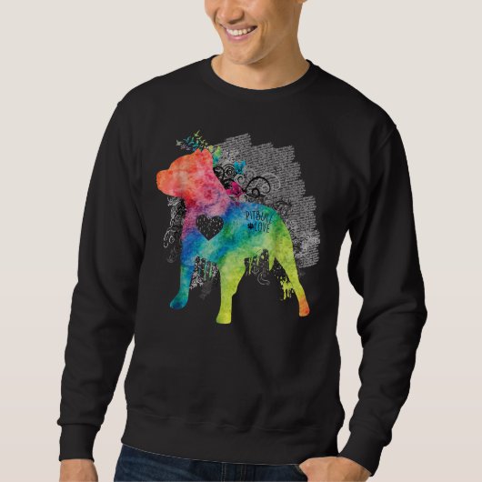 Pitbull Liebe Wasserfarben Zen Pit Bull Sweatshirt (Vorderseite)