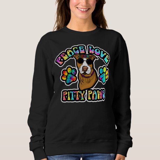 Pitbull Lover Peace Liebe Pitty Paws Niedlich Gefä Sweatshirt (Vorderseite)