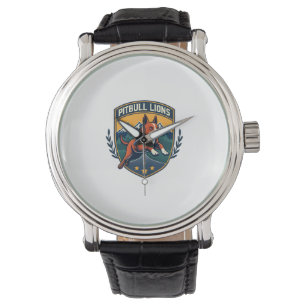 Pitbull Löwen Vintage-Maskottchen Sportabzeichen V Armbanduhr
