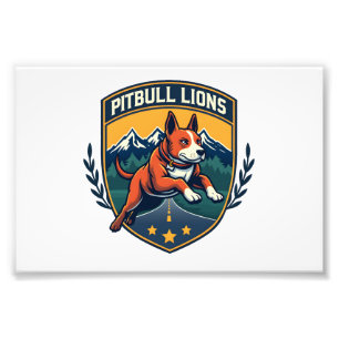 Pitbull Löwen Vintage-Maskottchen Sportabzeichen V Fotodruck