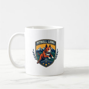 Pitbull-Löwen Vintage-Maskottchen Sportabzeichen V Kaffeetasse