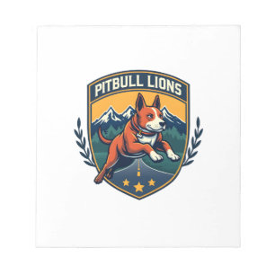 Pitbull-Löwen Vintage-Maskottchen Sportabzeichen V Notizblock