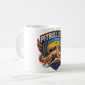 Pitbull-Löwen-Wappen-Abenteuer Kaffeetasse (Vorderseite Links)
