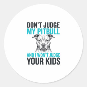 Pitbull Lustiges Zitat Vintage Gravur Hund Design_ Runder Aufkleber