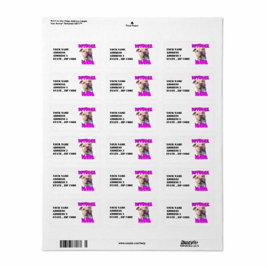 Pitbull-Mama Adressaufkleber (Vorne)