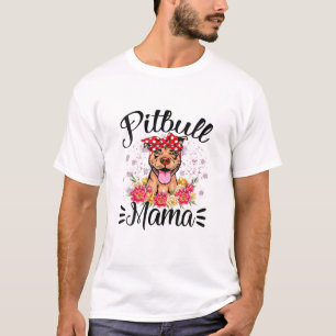 Pitbull Mama Florals Niedlich Hunde Mama Muttertag T-Shirt
