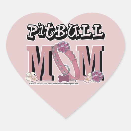 Pitbull-MAMA Herz-Aufkleber (Vorderseite)